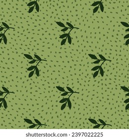 Chic and organic seamless pattern with leaves and herbs, perfect for spring and summer textiles, wallpapers, and fashion designs with a modern twist.