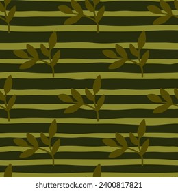 Chic and organic seamless pattern with leaves and herbs, perfect for spring and summer textiles, wallpapers, and fashion designs with a modern twist.