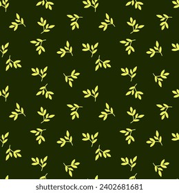 Chic and organic seamless pattern with leaves and herbs, perfect for spring and summer textiles, wallpapers, and fashion designs with a modern twist.