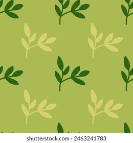 Chic and organic seamless pattern with leaves and herbs, perfect for spring and summer textiles, wallpapers, and fashion designs with a modern twist.
