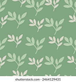 Chic and organic seamless pattern with leaves and herbs, perfect for spring and summer textiles, wallpapers, and fashion designs with a modern twist.