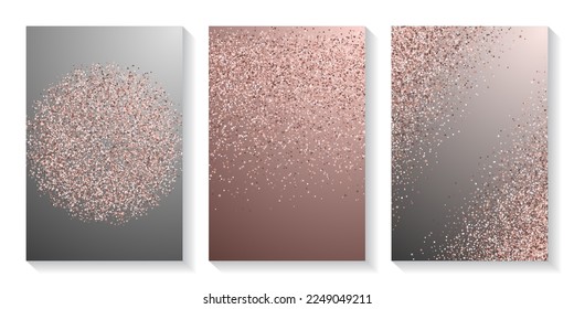 Chic pink confetti dot scatter pattern. Triangle square circle star particles noise. Party materials. Glittering crumb granules grain confetti. Holiday decoration spark splatter