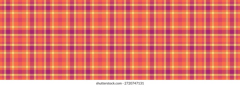 Chic xadrez sem costura cheque, tecido de fundo de textura de fita. Tecido de vetor tartan padrão de glamour em vermelho e amarelo paleta de cores.