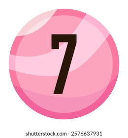 Chic and Playful Number 7 in a Soft Pink Bubble Style, Ideal for Valentine’s Day Graphics, Love Greeting Cards, and Romantic Illustrations