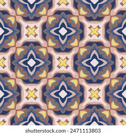 Chic polygonal seamless pattern. Art forms are grouped and arranged in a specific order. Vector image for print, textile, packaging, interior design and your other projects.