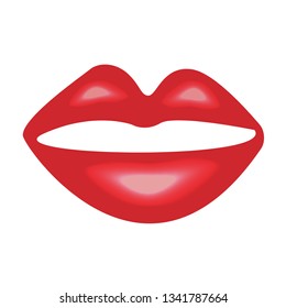 Chic Red lips. Beautiful lips. Kiss day. Vector illustration on black background. Stylish illustration with beautiful lips. Beauty salon vector icon. Glamour makeup. Vector illustration