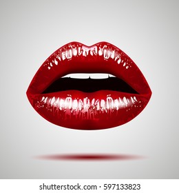 Chic Red Lips. Vector Illustration