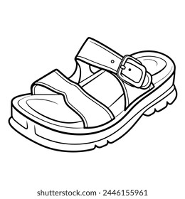 Chic sandal outline vector, ideal for fashion and footwear projects.