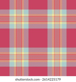 Chic seamless background check, template textile plaid fabric. Old vector tartan pattern texture in red and light colors palette.
