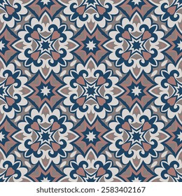 Chic seamless pattern. Art forms are grouped and arranged in a specific order. Vector image for print, textile, packaging, interior design and your other projects.