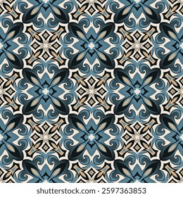 Chic seamless pattern. Art forms are grouped and arranged in a specific order. Vector image for print, textile, packaging, interior design and your other projects.