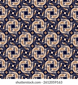 Chic seamless pattern. Art forms are grouped and arranged in a specific order. Vector image for print, textile, packaging, interior design and your other projects.
