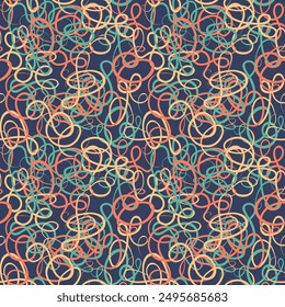 Chic seamless pattern with chaotically intertwined swirled lines. Vector illustration for print, fabric, cover, packaging, interior decor, blog decoration and other your projects.