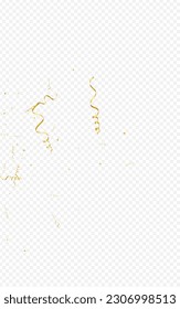 Chic Serpentine Decoration Vector Transparent Background. Anniversary Confetti Template. Ribbon Party Design. Gold Fun Poster.