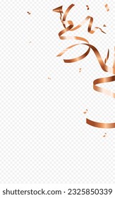 Chic Serpentine Fun Vector Transparent Background. Anniversary Star Branch. Ribbon Decoration Invitation. Golden Christmas Template.