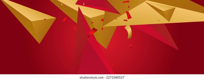 Chic Shapes Business Vector Pink Panoramic Background. Graphic Template. Golden Abstract Shards Layout. Modern Magazine.