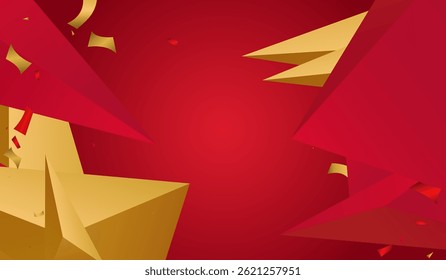 Formas chique Vetor Gráfico Fundo Rosa. Decoração de negócios. Layout de Pirâmide Dinâmica Dourada. Panfleto Mínimo.