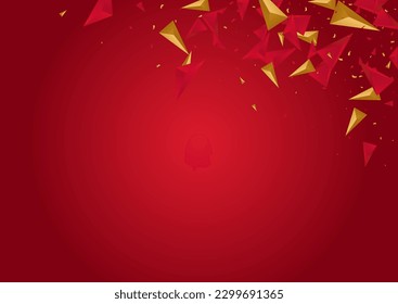Chic Shapes Minimal Vector Pink Background. Creative Card. Red and Gold Business Shards Magazine. Technology Brochure.