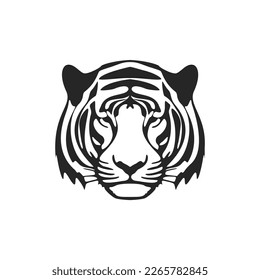 A chic simple black white vector logo tiger. Isolated.