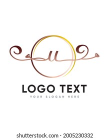A chic, sophistication and elegance refined script letter type U logo template, Vector logo for business and company identity 