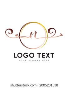 A chic, sophistication and elegance refined script letter type N logo template, Vector logo for business and company identity 