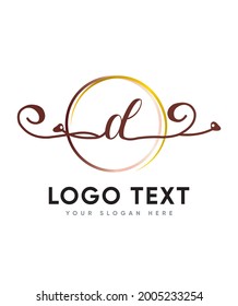 A chic, sophistication and elegance refined script letter type D logo template, Vector logo for business and company identity 