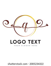 A chic, sophistication and elegance refined script letter type Q logo template, Vector logo for business and company identity 