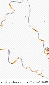 Chic Spiral Isolated Vector Transparent Background. Carnival Confetti Invitation. Star Paper Branch. Grey Festive Illustration.