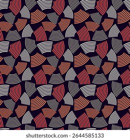 Chic manchado padrão sem costura com formas listradas. Ilustração vetorial para impressão, tecido, capa, embalagem, decoração de interiores, decoração de blog e outros seus projetos.