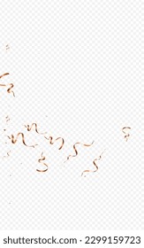 Chic Star Fun Vector Transparent Background. Falling Ribbon Invitation. Spiral Party Design. Golden Decoration Branch.