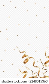 Chic Star Swirl Vector Transparent Background. Decoration Streamer Illustration. Spiral Happy Invitation. Golden Carnival Template.