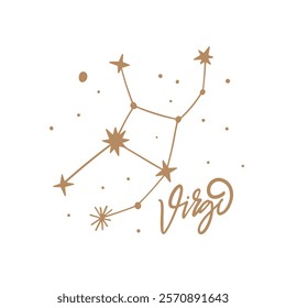 A chic and stylish design featuring the Virgo constellation adorned with sparkling stars, ideal for zodiac fans