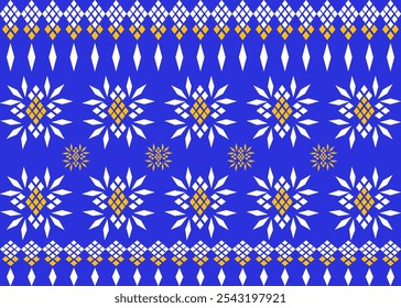 tecido de padrão tailandês chique no fundo azul