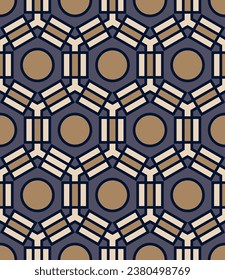 Chic tiled geometric seamless pattern. Geometric objects are grouped and arranged in a certain order. Vector.