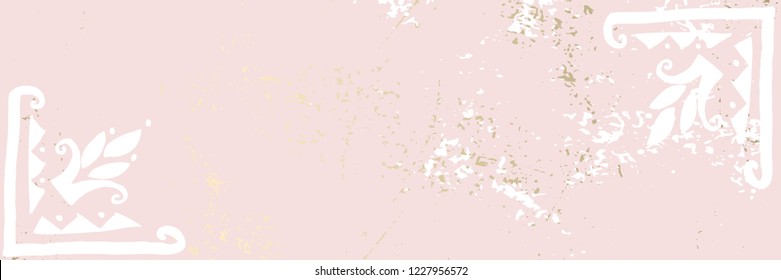 Chic trendy universal scandinavian background witn hand drawn floral folk motif and archival painting texture