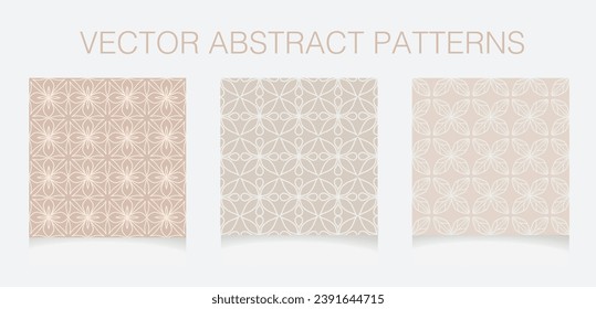 Chic Vector Patterns: Seamless Abstractions on a Warm Beige Canvas. Elevate Your Design with Subtle Elegance