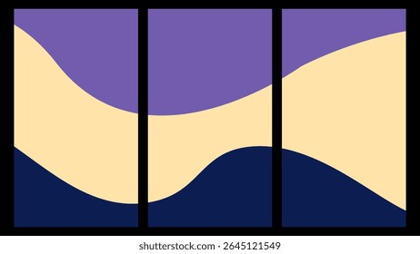 Chic Vertical Hues: Smooth Gradient Panels in Purple, Yellow, and Blue Tones, Offering a Unique Aesthetic – Excellent for High-Impact Digital Visuals and Soothing Designs.