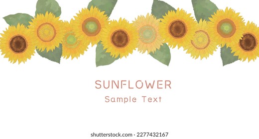Material de ilustración de fondo de marco de girasol de color agua chic