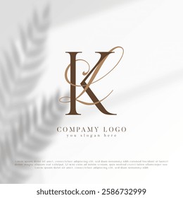 Chic Wedding Initials Logo ZK, KZ