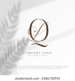 Chic Wedding Initials Logo ZQ, QZ