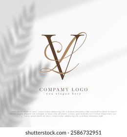 Chic Wedding Initials Logo ZV, VZ