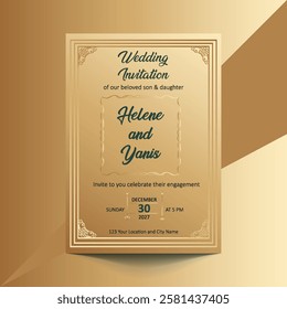 Chic wedding invitation template showcasing exquisite gold foil details, designed for a timeless and elegant occasion.