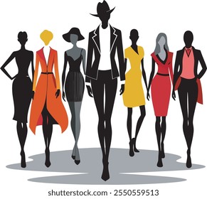 Chic Woman Silhouette in Stylish Pleated Skirt Logo