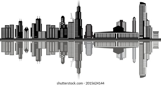 chicago american city skyline illustration