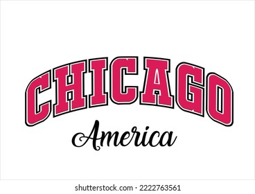 chicago amerika country name Vintage typography college varsity california united states of america slogan print for graphic tee t shirt or sweatshirt - Vector