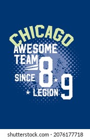 Chicago Awesome Team,t-shirt Design Fashion Vector