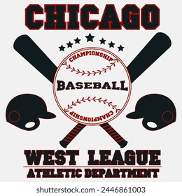 Chicago. Baseball t-shirt print. Sport T-shirt Design. Vector