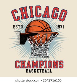 Chicago Basketball Champions team. sports vinatge graphics. vintage hockey t-shirt design. Chicago T-shirt Design, Basketball sports graphics.
