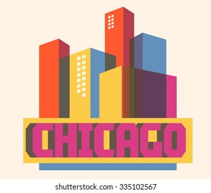 Chicago schöne Stadt in der Welt. Vektorgrafik