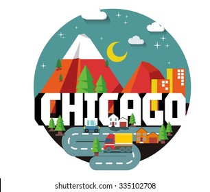 Chicago beautiful city in world. Vector illustration